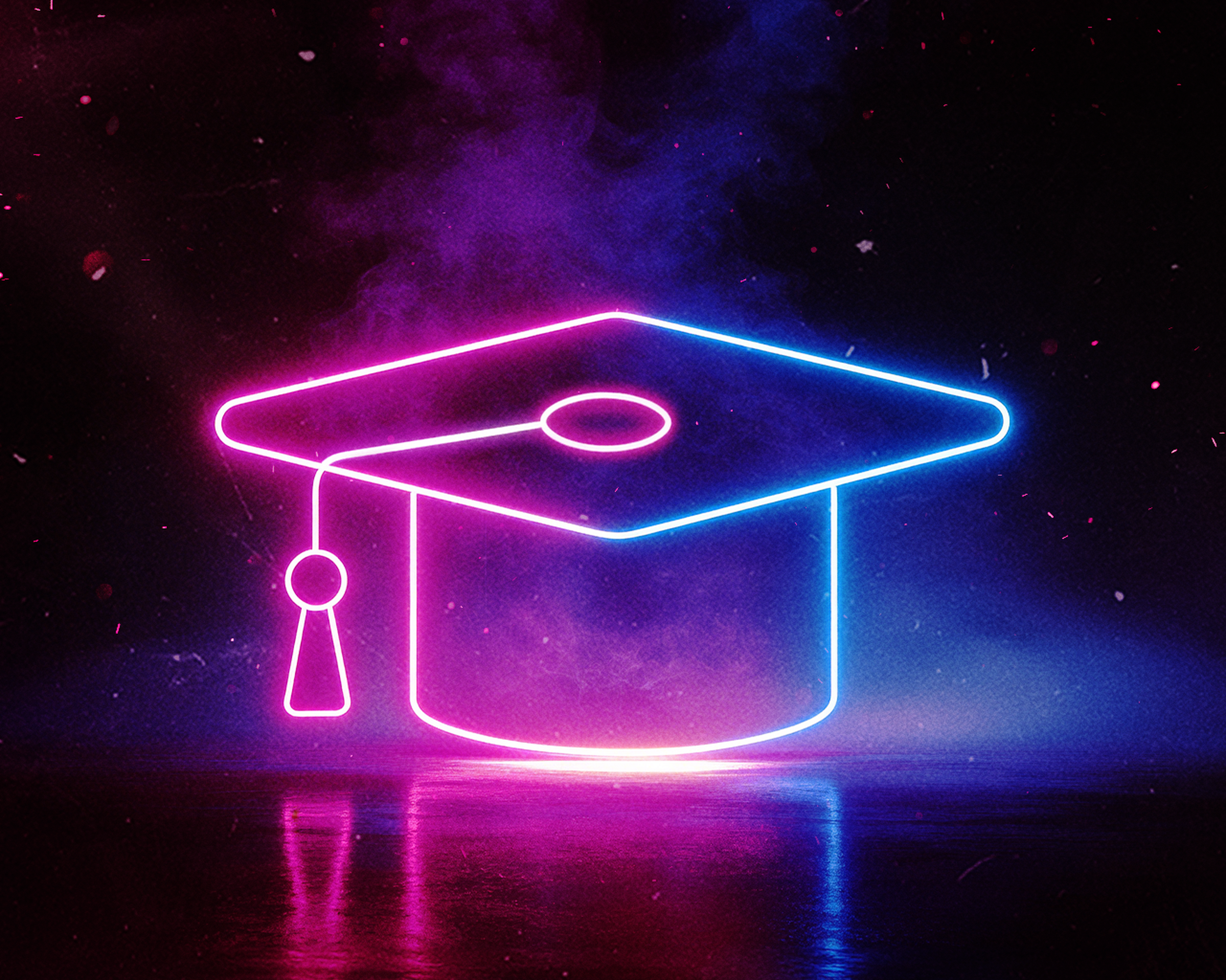 Neónová maturitná čiapka v ružovej a modrej farbe