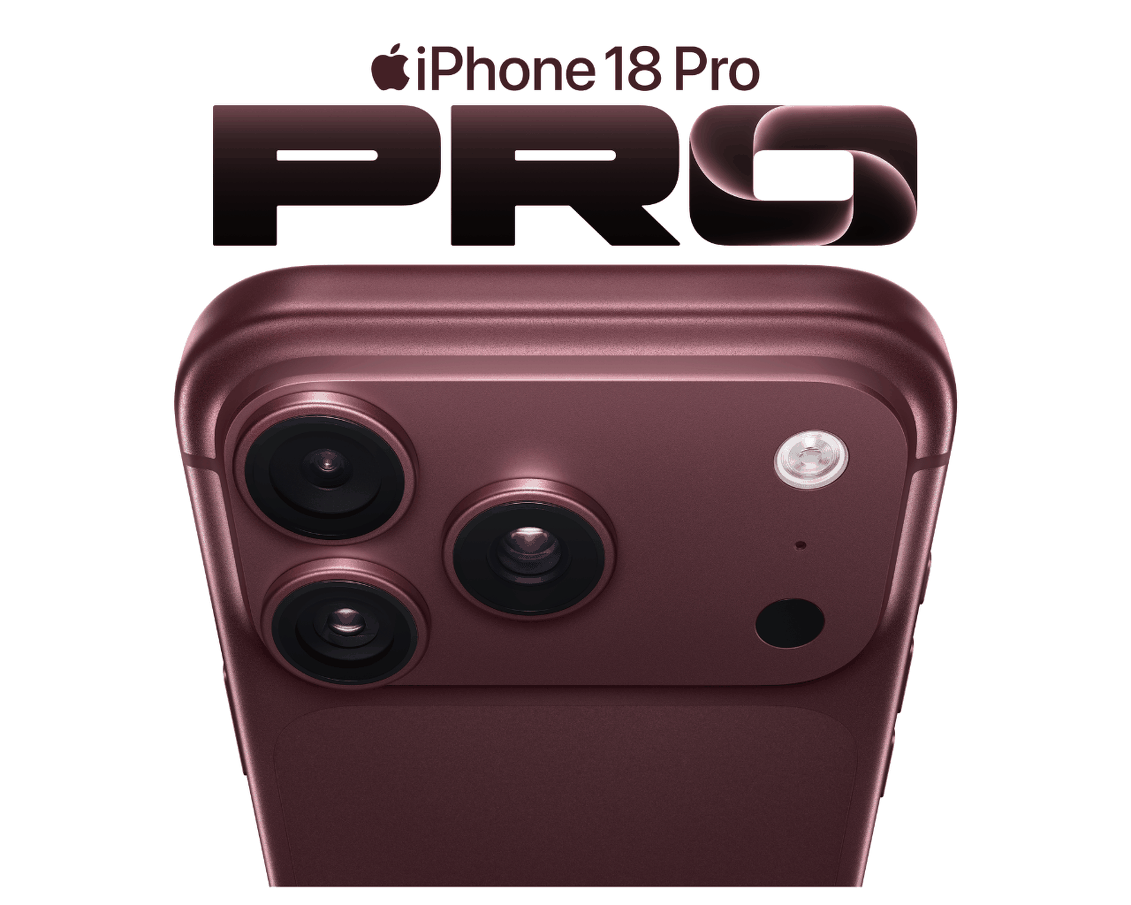 Telefón iPhone 18 Pro s tromi zadnými fotoaparátmi v bronzovej farbe.