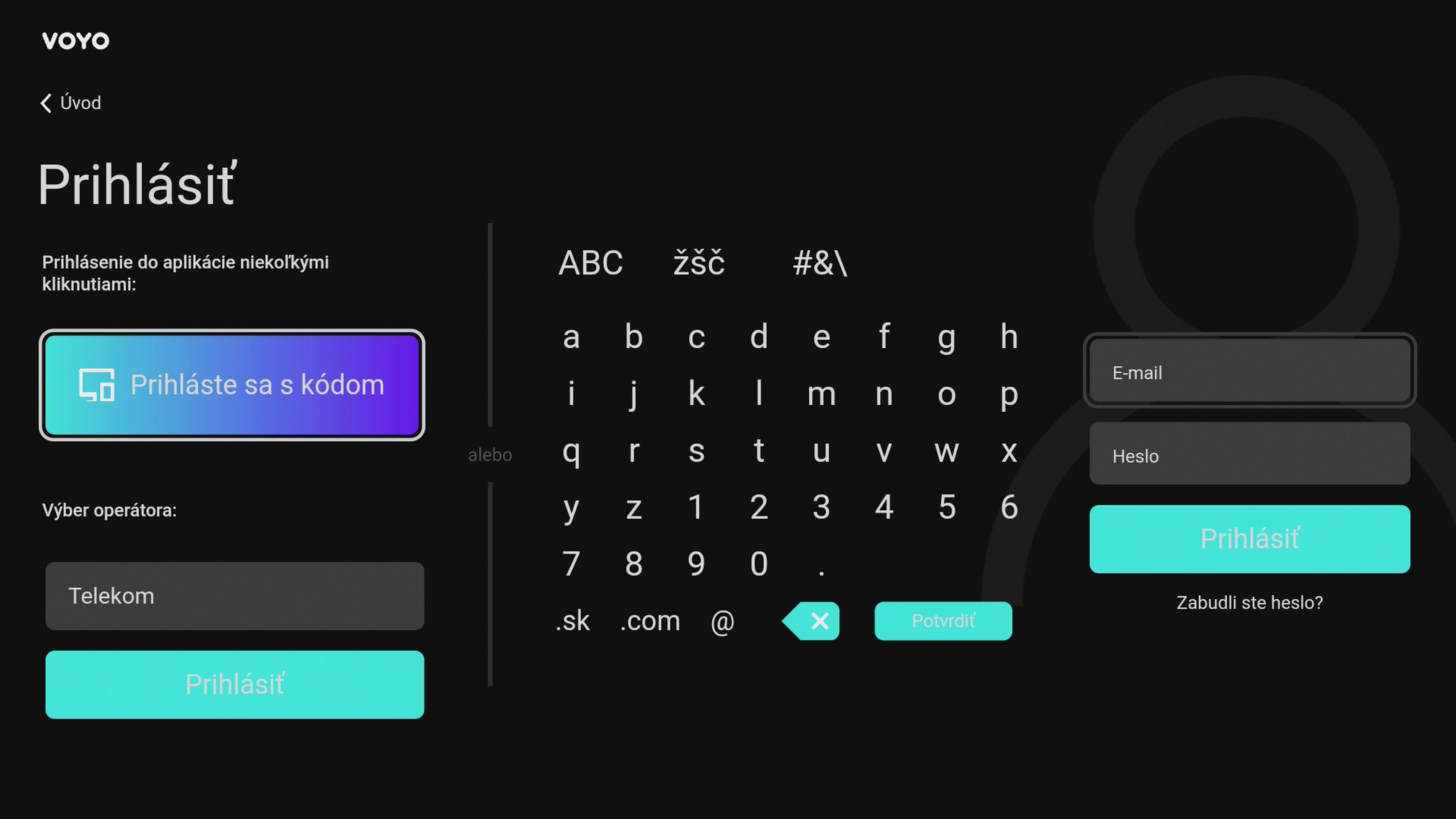 Obrazovka prihásenia do voyo