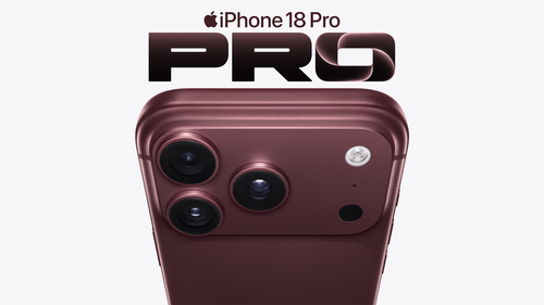 Detailný záber na zadnú kameru iPhone 18 Pro v tmavom ružovom prevedení.