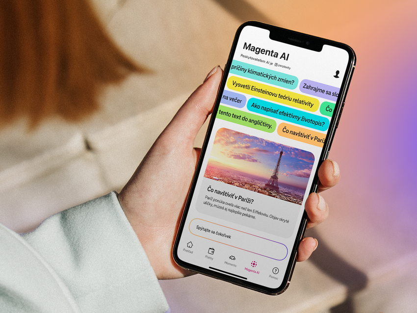 Obrazovka Magenta AI na mobilnom telefóne