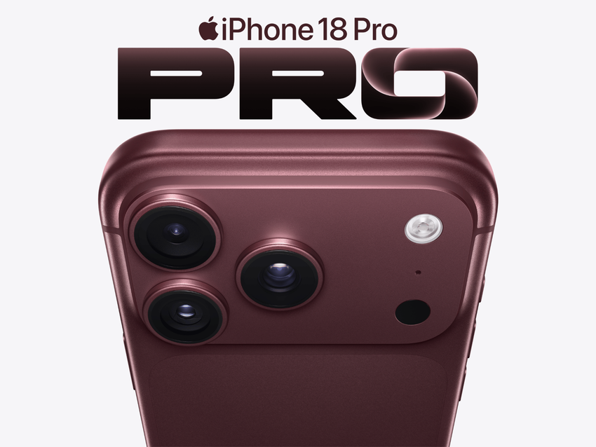 Detailný pohľad na fotoaparáty nového iPhone 18 Pro v tmavobordovom prevedení.