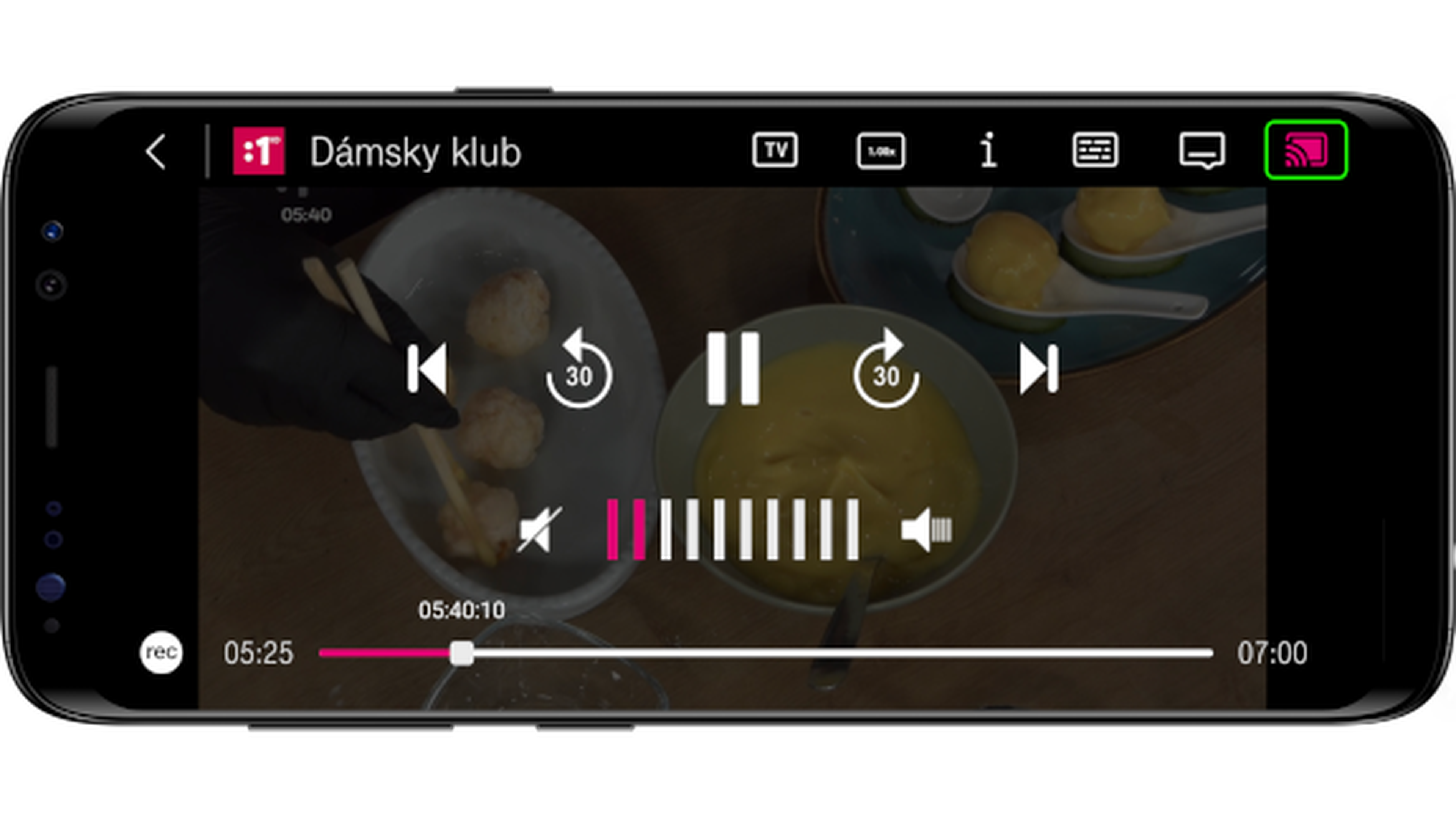 Obrazovka znázorňujúca prehrávanie Chromecast