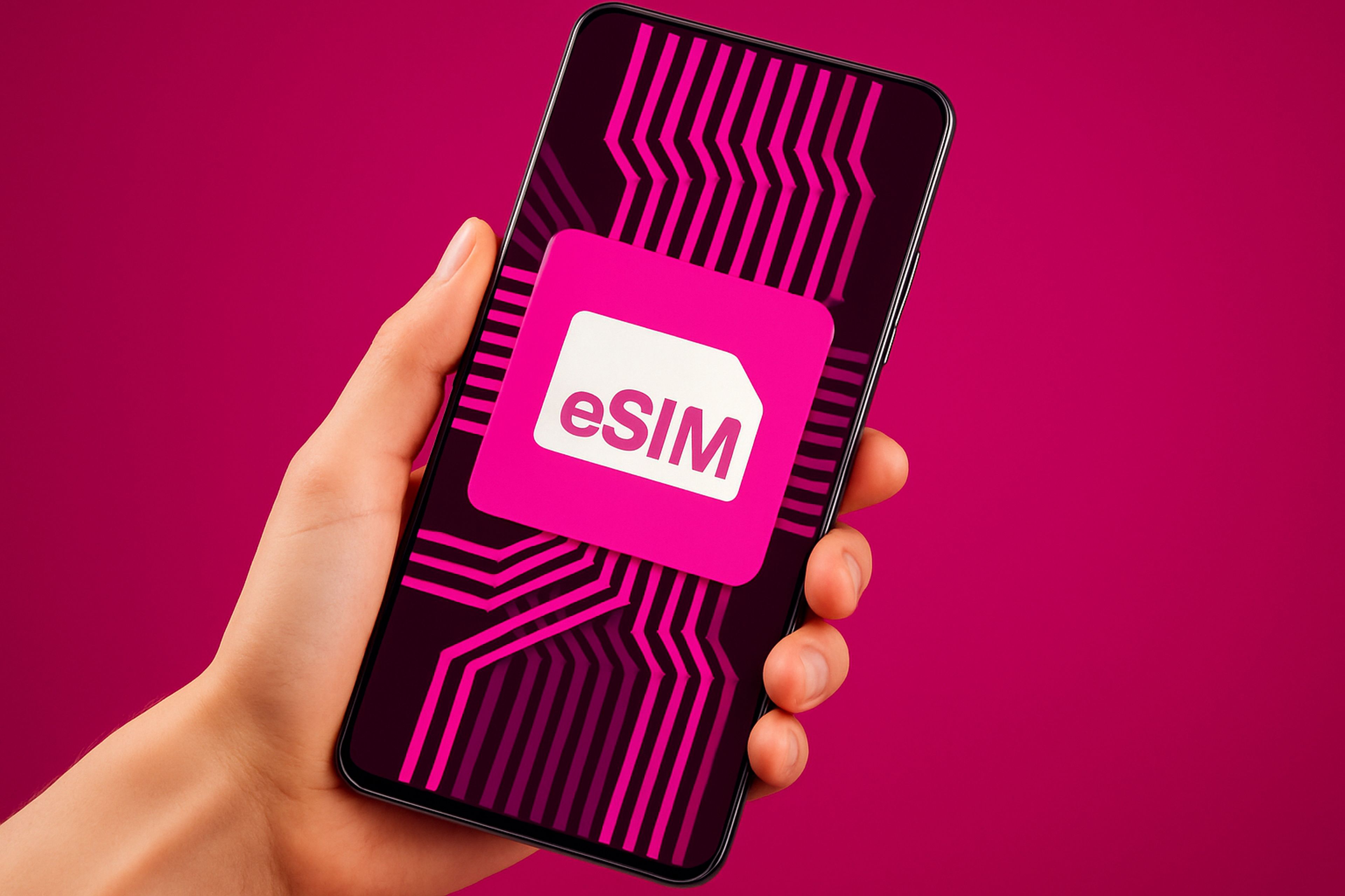 eSIM Ruka držiaca mobilný telefón