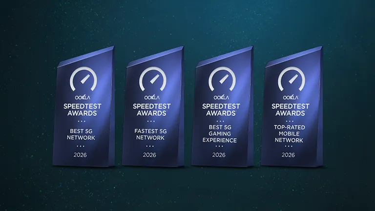 Ocenenia Ookla Speedtest Awards 2025 – najlepšia mobilná sieť, najrýchlejšia mobilná sieť a najlepší mobilný gaming zážitok.