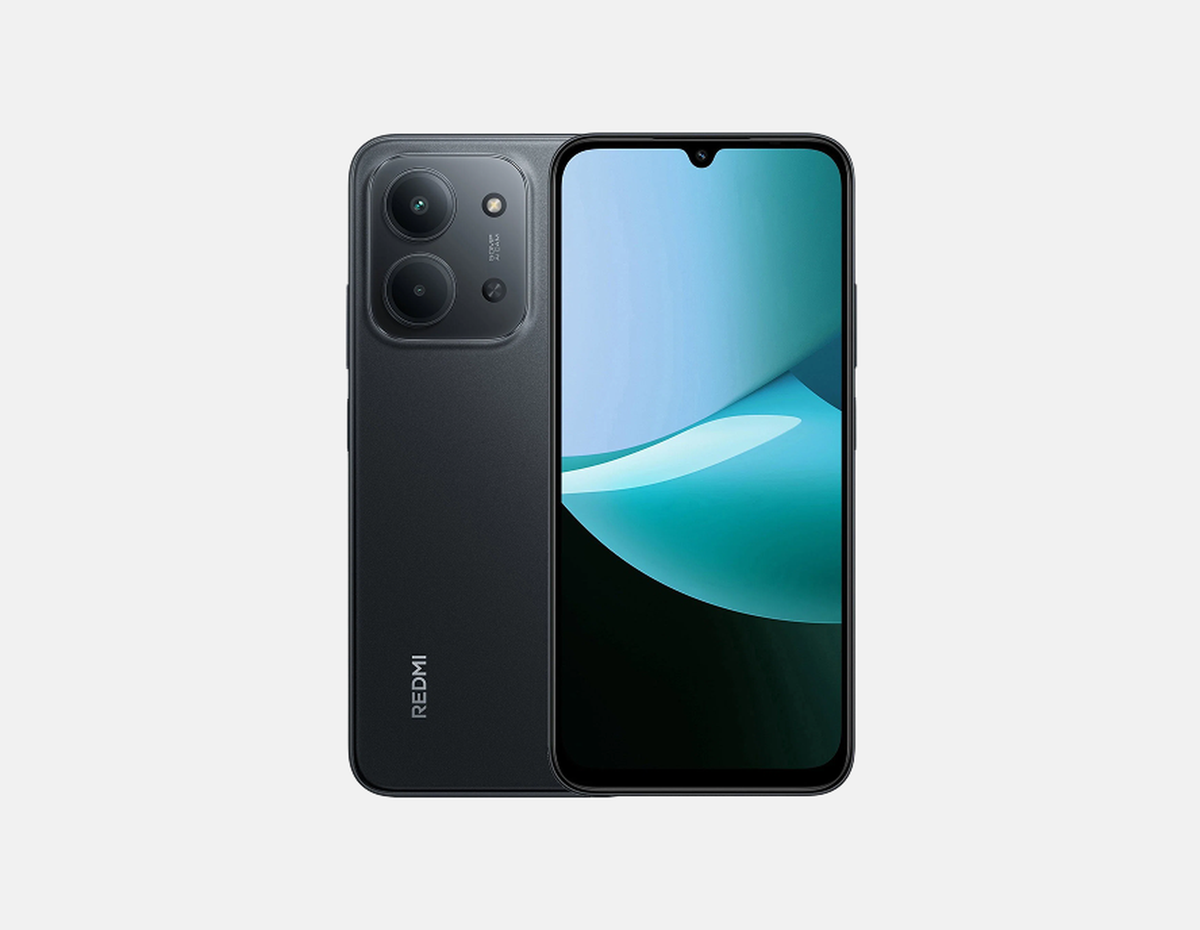 Dva smartfóny Redmi, čierny dizajn, jeden zobrazený z predu a druhý zozadu.